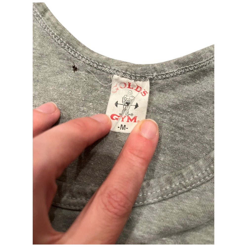 Vintage 80s Gold's Gym Men Gray Tank Top Single Stitch California Muscle Shirt M - Picture 3 of 6